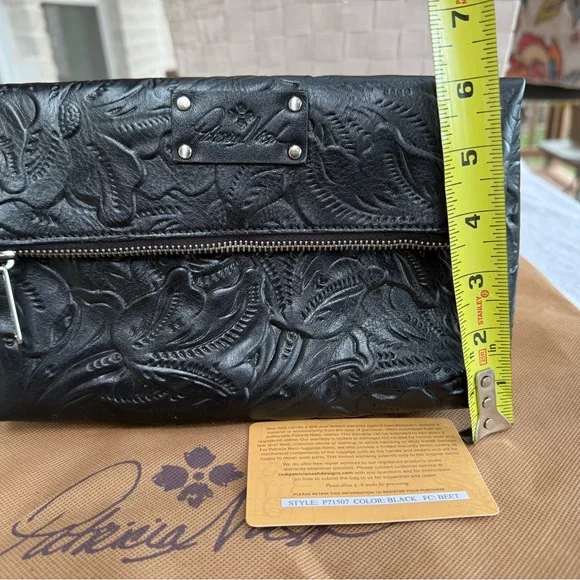 Patricia Nash Black Floral Embossed Wristlet - Picture 6 of 6